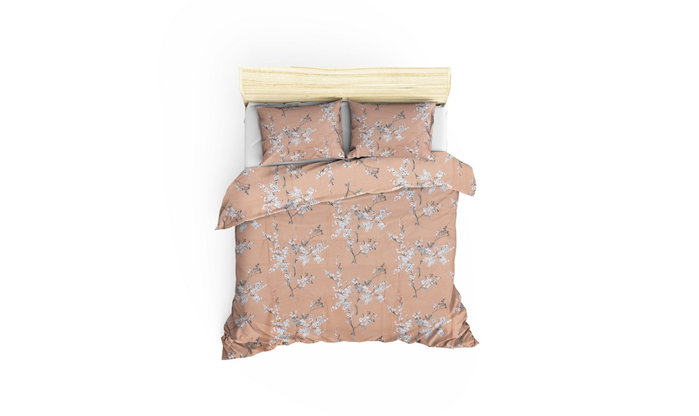 L'essentiel linge de maison Juego de funda de edredón Chicory - Orange Naranja y Blanco de 4 piezas